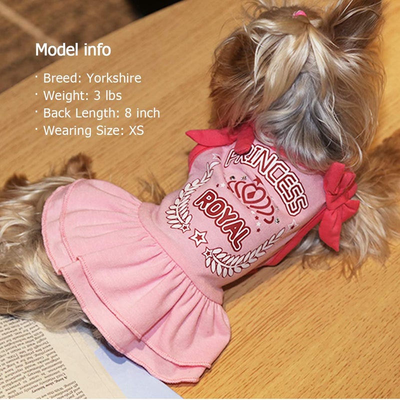 KYEESE Dog Dresses Pink Bowtie Pet Clothes for Yorkshire Vest Shirt Dog Sundress Princess X-Small - Image 4